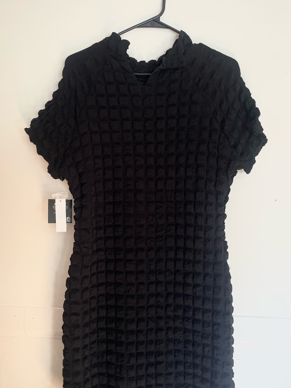 Textured Black Short Sleeve Dress NWT